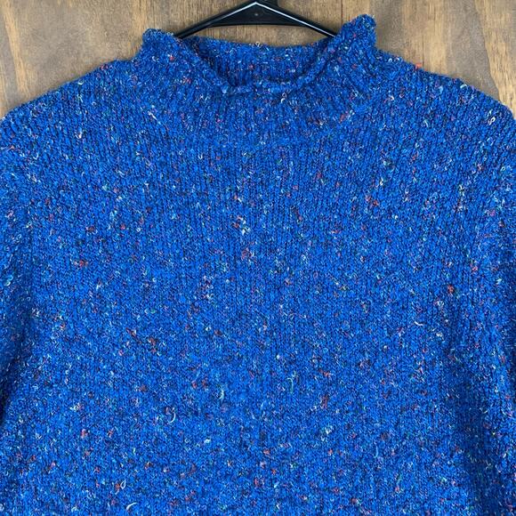 Vintage A Little Extra Spice Womens Sweater Blue Mock Neck Tweed Long Sleeve 1X - Picture 2 of 12